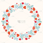 现代,色彩鲜艳,夏天,绘画插图,草莓,花环,动物手,舒服,设计,重复