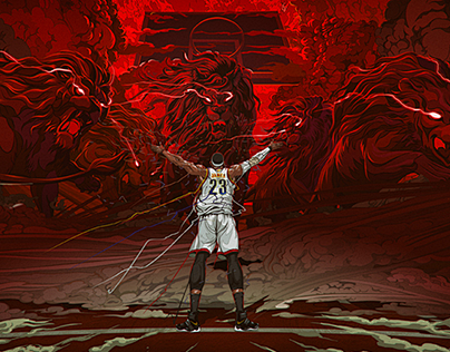 nba球星lebronjames勒布朗詹姆斯定制插画武减武文化创意