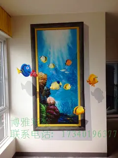 IMG_9008墙绘 手绘 博雅墙绘 成都墙绘 酒店墙绘 手绘墙绘 3D墙绘 3D画 装饰画 油画 承接：3D画 壁画 油画 量身定制。咨询电话：17340196377