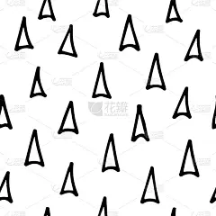 抽象单色手绘墨黑白无缝图案。画笔涂鸦矢量重复插图为纸张、纺织品、贺卡、印刷品设计。
