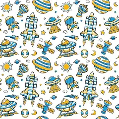 手绘科学教育创意无缝平铺图案花纹矢量图设计素材