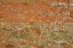 岩石，层状结构，暖棕色，黄色，红色阴影。