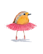 Ballet Bird, Robin Watercolor PRINT - Ballet Art, Ballerina, Bird Illustration, 8x10 Painting Print