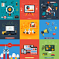 Icons for web design : Icons for web design, seo, social media and pay per click internet advertising, analytics, business, management, marketing, adaptive design, digital marketing in flat design  