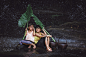 Two Asian beautiful girl plays the water in the river at Thailan