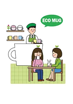 时尚卡通插画舒适的饮品店矢量设计素材ti123a3106 :  