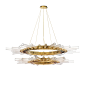 Majestic II Suspension | Luxxu | Modern Design and Living : The Majestic Suspension takes the form of two delicate lighting fixtures whose golden plated brass and crystal glass cylinders create an outstanding and exclusive design. With fine attention to d