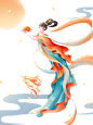 中秋节嫦娥奔月插画元素