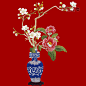 刺绣 插花 花瓶 中国传统元素 - http://www.yoyomb.com