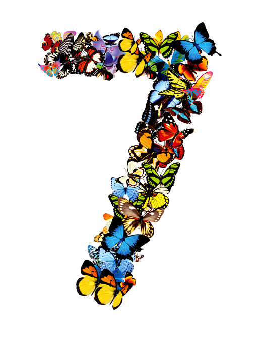 艺术数字创意设计png素材蝴蝶数字7