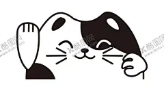 可爱黑白猫头简笔画 【酷图网】可爱,黑白,猫头,简笔画,招财猫,猫咪,猫猫,图案,logo,标志