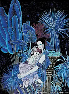 云南现代重彩画作品之丁绍光的《母爱无边》！！！！！