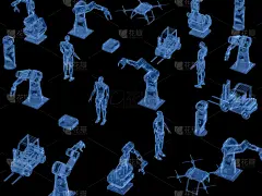x光,电子人,机械手臂,未来,仓库,水平画幅,绘画插图,组物体,一致,黑色背景