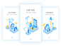 The illustrations for a  financial app fast efficiency safety financial 2.5d