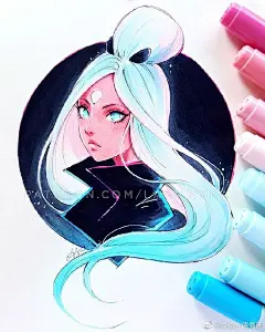 曼奇商业插画培训分享：
Ladowska插画人物的独特性体现在其上色的娴熟处理，让人捕捉不到渐变过渡的痕迹，尤其在女孩面颊和头发的上色中，线条的流畅精准，删繁就简的表达，让渐变染发显得鲜明，光感细腻，渐变微妙。

#人物插画# #插画# #每日插画推荐# ​​​​