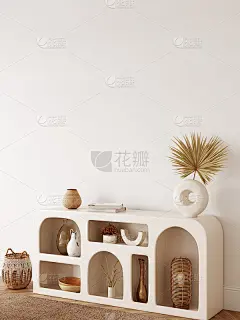 那种波西米亚风格的室内风格。墙模型。墙艺术。3d渲染，3d插图