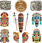 古董,符号,玛雅文明,绘画艺术品,华丽的,传统,面具,艺术品,印加人文明,复古