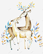 可创意水彩手绘鹿森林鹿角鹿头剪影麋鹿动物手绘小高清素材 页面 设计图片 免费下载 页面网页 平面电商 创意素材 png素材