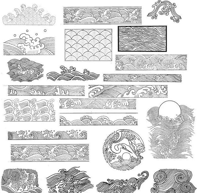 水纹浪纹矢量图传统图案|鹤|矢量波浪纹|矢量浪纹|矢量水纹|矢量素材|传统图案 传统图案|传统图案祥云图案素材|图案 传统图案|绿兰叶图案传统图案