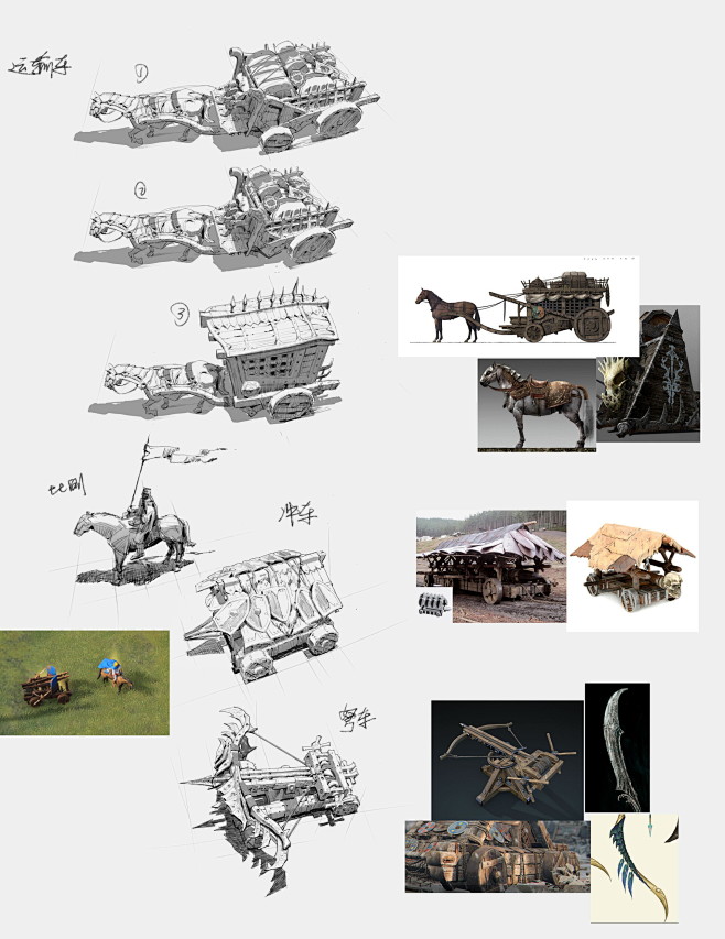 {线稿系列}东，西方场景线稿设计（物件设...
