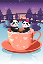 可爱的,熊猫,一见钟情,概念,浪漫,图像,茶杯,公园,性格,爱