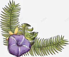 水彩手绘植物标题框 页面网页 平面电商 创意素材