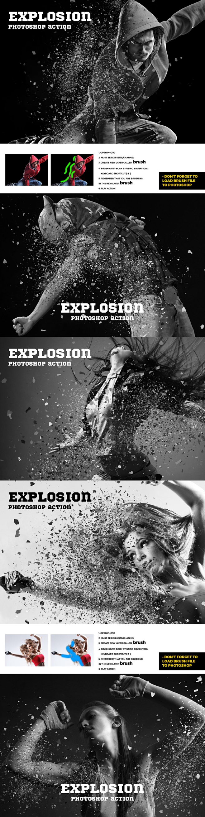 碎片爆炸效果的Photoshop动作 |...