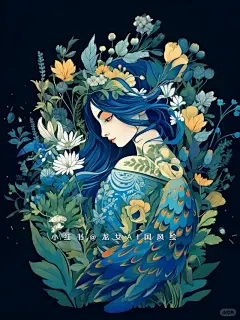 AIGC｜云南民族风插画·孔雀女孩系列18张