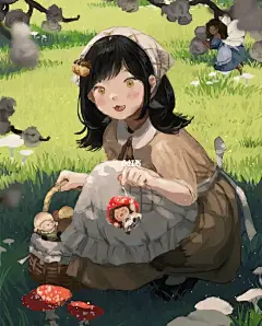 宝藏梦幻油画感少女与小动物插画✨童话世界