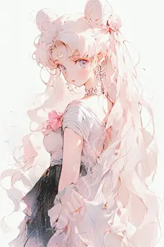 简约壁纸简单素雅美少女战士 水兵月插画