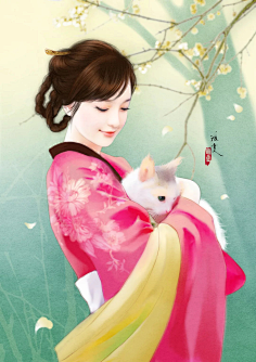 古代女子手绘图