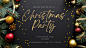Black Yellow Modern Christmas Party Facebook Cover