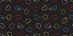 心情人节无缝图案孤立矢量爱情图标壁纸背景丰富多彩