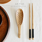 【冬新品】zakka日式木质餐具 栗木小鱼汤勺饭勺缠线筷子两件套装