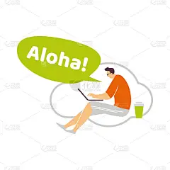 泡沫的问候。办公室工作和在家远程工作，自由职业。人们在电脑上聊天和工作。在线教育、培训、研讨会。新闻