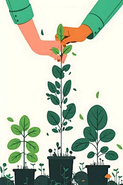 培育树苗植树节插画素材
