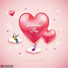 梦幻创意爱心气球表白情侣情人节海报 海报招贴 节日海报