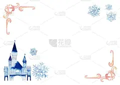 贺卡,城堡,海洋,请柬,水彩画颜料,边框,雪,模板,模拟设备,剪贴画