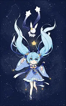 『沫沫』动漫原创 插画手绘 二次元 少女 唯美 雪初音 Q版