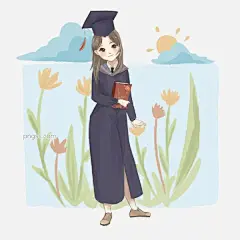 毕业季女生学士服人物图片大小3000x3000px 图片尺寸3.2 MB 来自PNG搜索网 pngss.com 免费免扣png素材下载！毕业#毕业季#插画#大学生#怀念#记忆#结业#流年#青春#手绘#文凭#校园#学历#