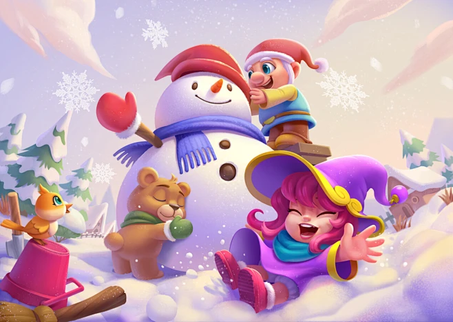 Warm winter day, Uowls : Warm winter day by Uowls on ArtStation.图片_圣诞图片 ...