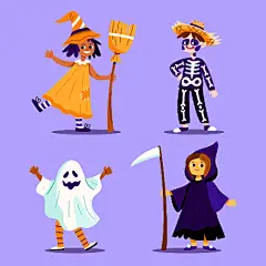 卡通可爱手绘万圣节南瓜糖果黑猫僵尸骷髅儿童插画海报ai设计素材-淘宝网