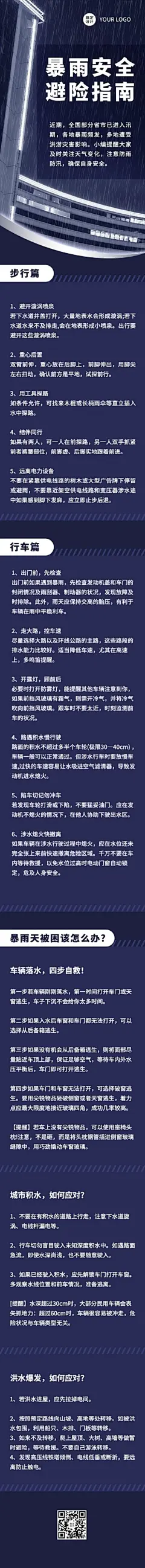 暴雨安全避险指南知识科普文章长图