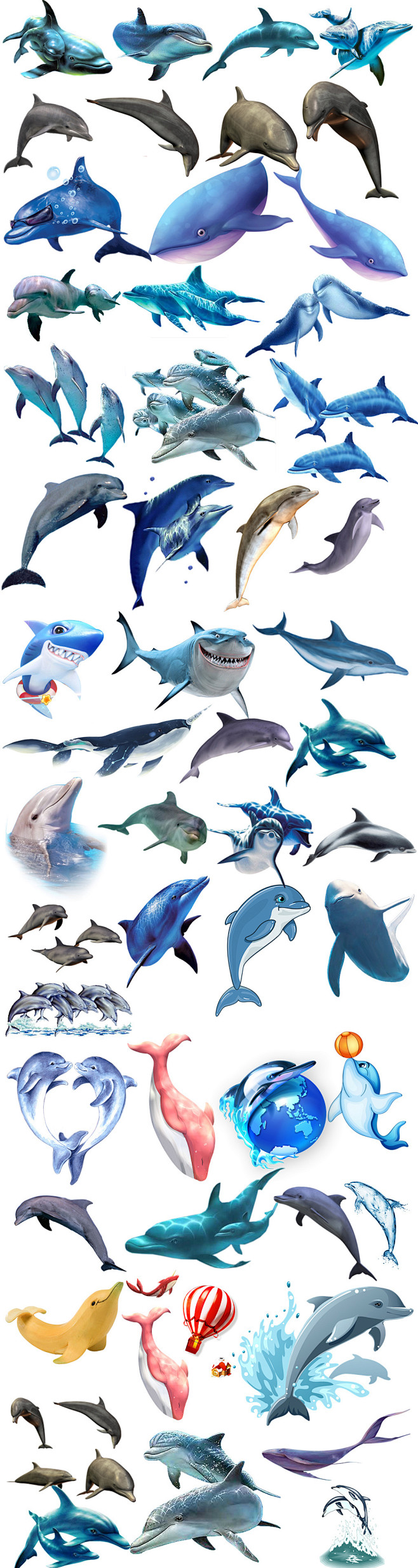 海豚 海洋生物 蓝色海洋 卡通海豚 一群...