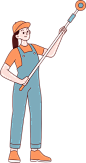 通用家装装修工人人物插画-刷墙工人女