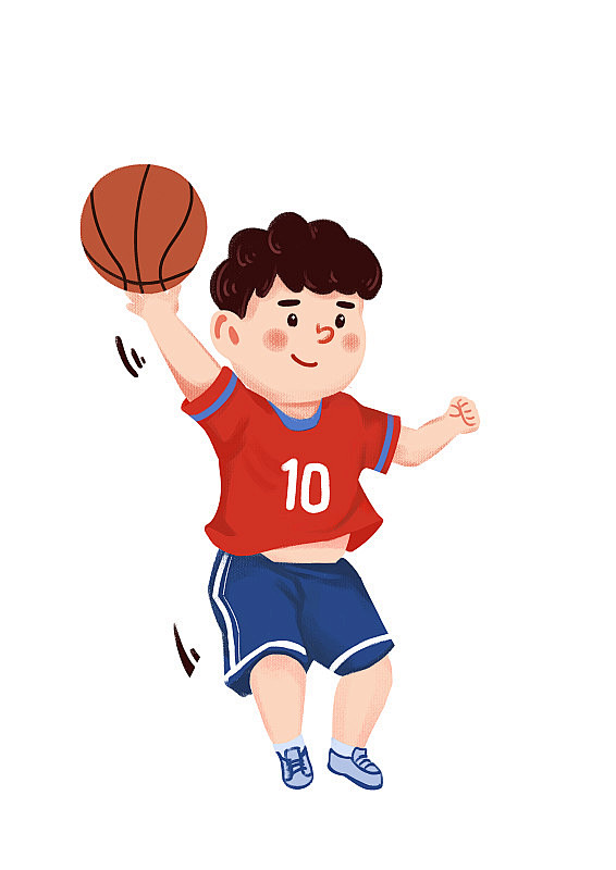 卡通打篮球的小男孩插画