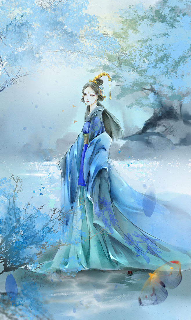 云水谣-慕白者歌_古风,插画,水墨,佳人...