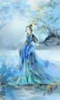 云水谣-慕白者歌_古风,插画,水墨,佳人,莞尔一笑_涂鸦王国插画