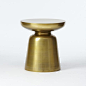 Martini Side Table - Antique Brass | west elm. I love this brass finished aluminum table in this space. Use it as a handy spot to set a drink or book while nursing or rocking baby.