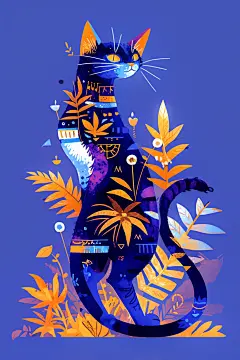 猫咪卡通设计小花猫插画素材